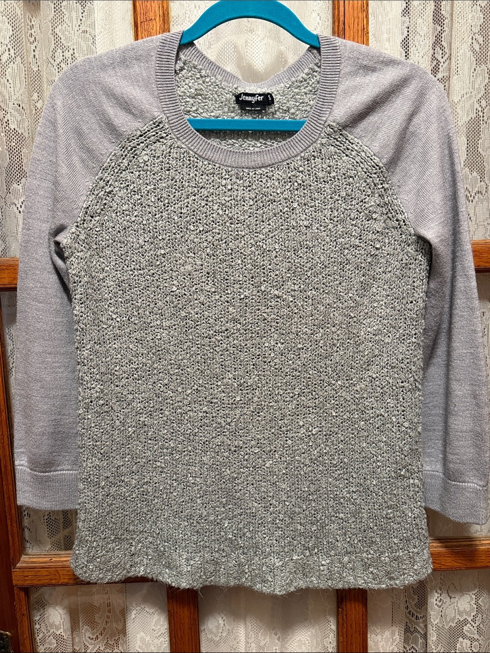 Jennyfer Textured Crewneck Sweater in Gray